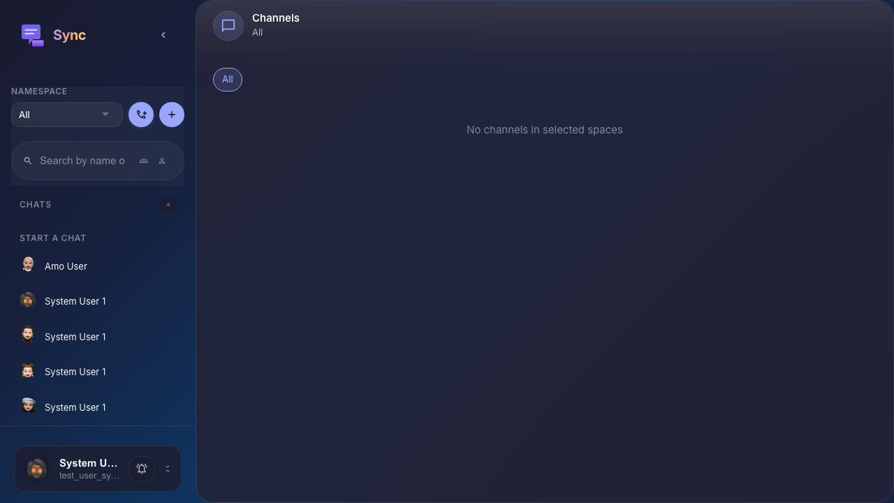 Оболочка sync-app отображается