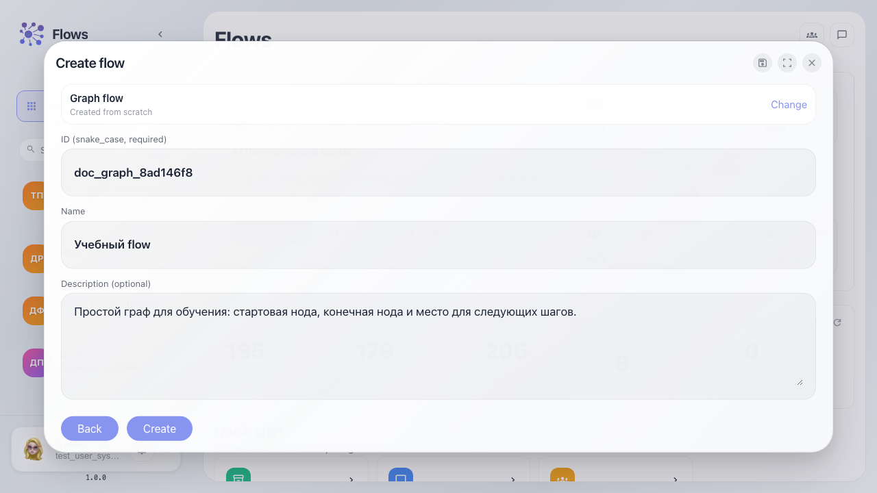 Заполняем ID, название и описание. ID нужен системе, а название и описание видит человек.