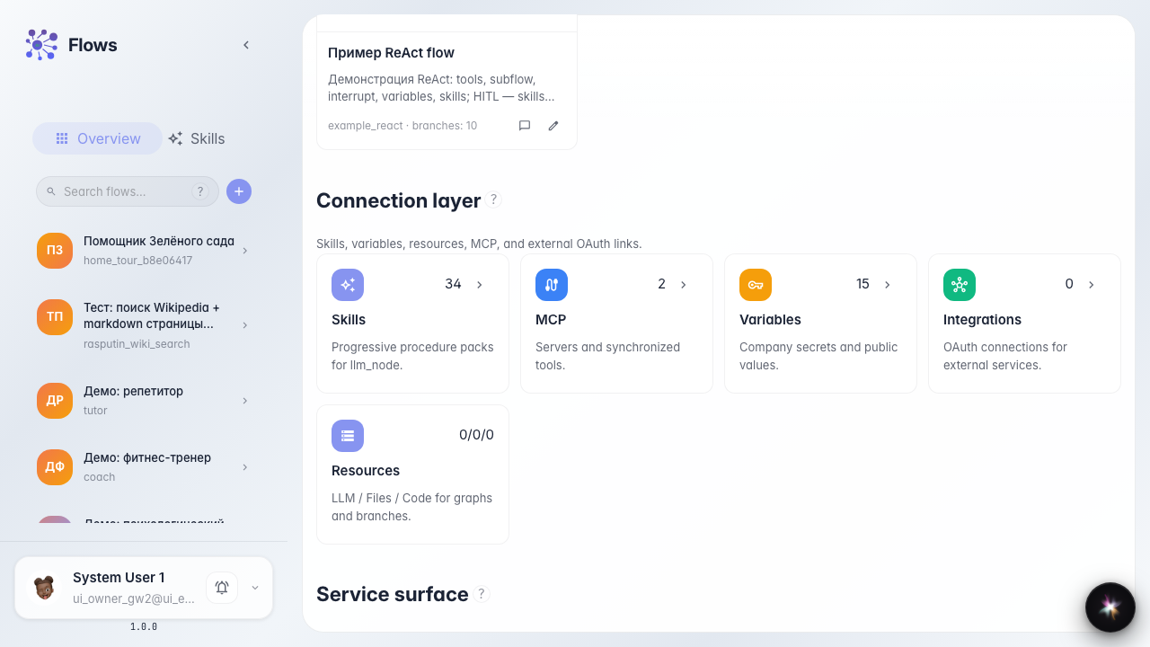 Посмотрите карточку Skills и помощника платформы